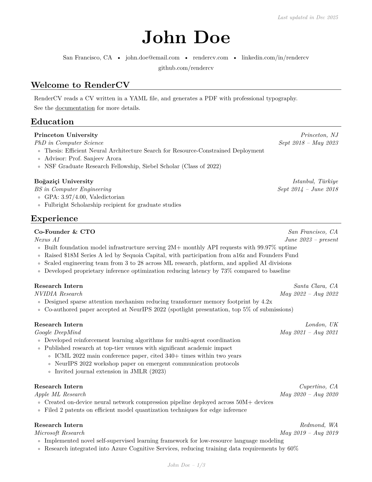 Minimal resume template